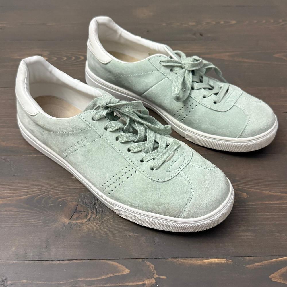 Skechers Suede Leather Sneakers Casual Coastal Summer Mint Green Size 8.5